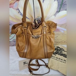 Large Burberry Leather Bucket Bag Bundle